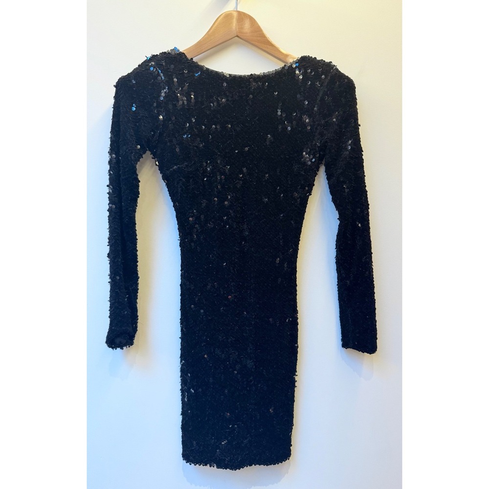 Dress The Population Sequin Velvet Long Sleeve Mini Dress Black S Glam Holiday